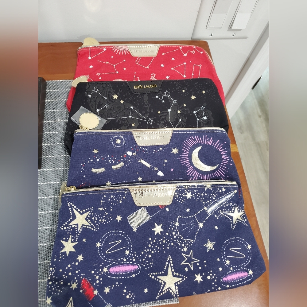 Estee Lauder Starry Night Cosmetic Bags - Red, Black, Blue